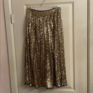 Gold Sequins Midi Skirt